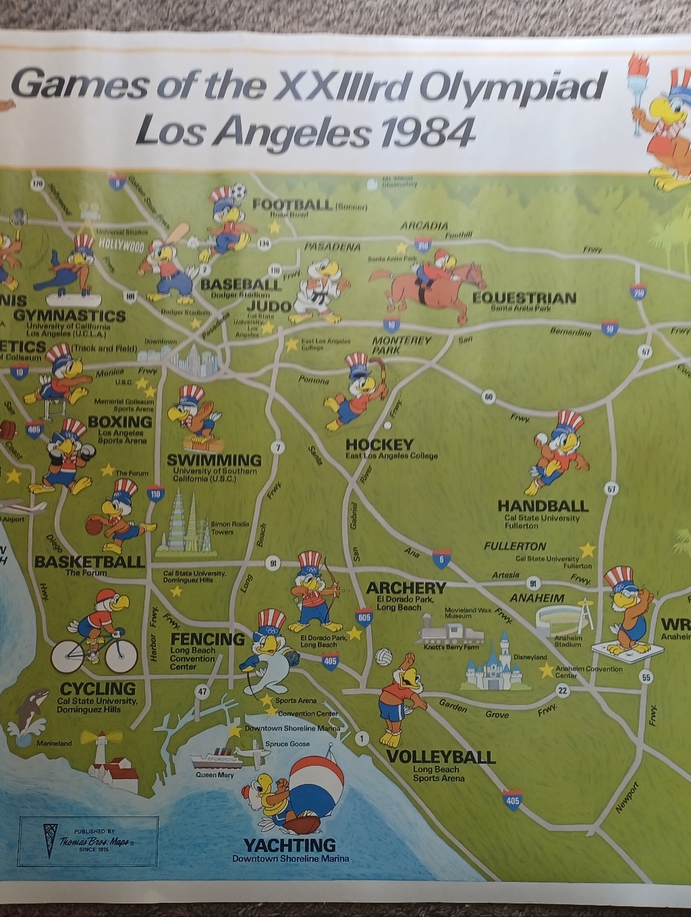 Vintage RARE 1984 Olympiad Olympic Map-New